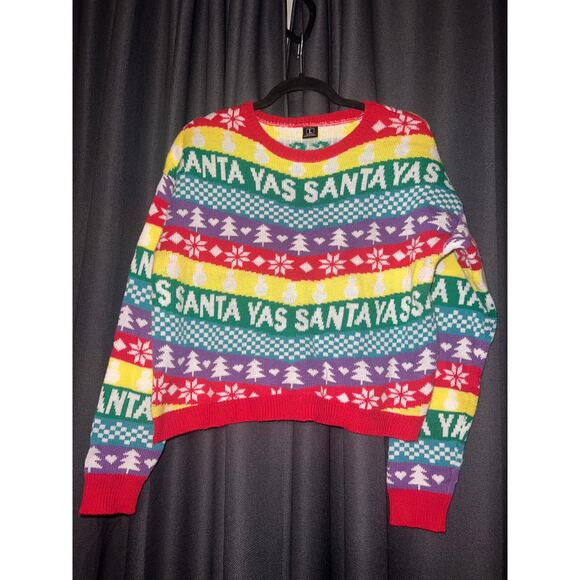 Ugly Christmas Sweater Xmas Size Large Crop - Picture 1 of 3